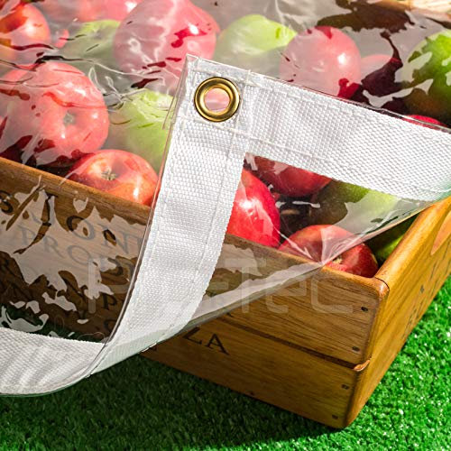 Clear Tarpaulin Waterproof Heavy Duty 330gsm PVC Glass See Through Waterproof Tarp Cover Sheet 6ft x 10ft (1.8m x 3m)