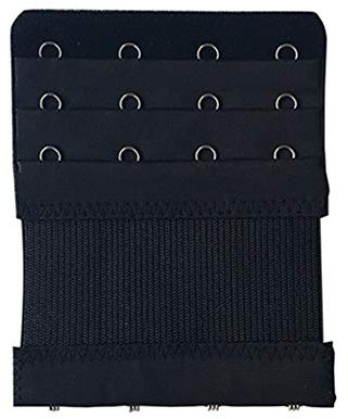 Egurs - Prolunga per reggiseno, 5 pezzi, 3 file e 4 ganci, colore: Nero