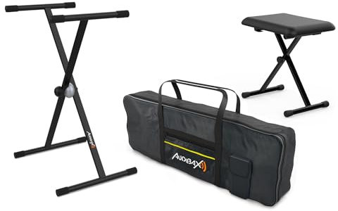 Audibax Onyx Pack de Soporte Teclado/Piano + Banqueta + Funda Teclado 61 Teclas