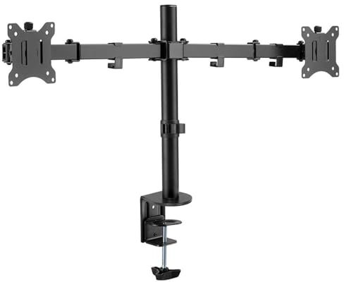 LogiLink BP0098 - Supporto da scrivania in alluminio per 2 monitor da 17-32 (LCD, LED, OLED, …), 360°, lunghezza braccio = 454 mm