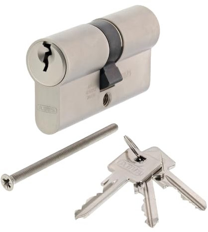 ToniTec Kit composé d'un cylindre de serrure de porte Abus A93 + spray d'entretien de serrure ToniTec double cylindre 45/45 mm