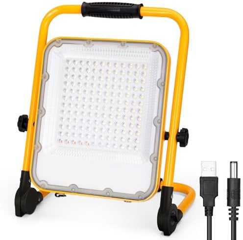 Aigostar Foco LED Bateria 100W,Foco LED Recargable Portátil,Luz de Trabajo,Impermeable IP65,Función SOS,Uso para Interior y exterior:Garaje,Camping,reparación de coches,obra,emergencias