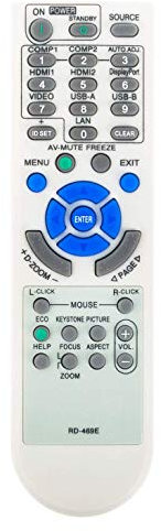 VINABTY RD-469E Ersatzfernbedienung für NEC-Projektoren RD-469E RD-445E RD-443E M260WS M260XS M300WS M300XS M350XS V260X + V300X + M260XC 7N901053 RMT-PJ36 M322H