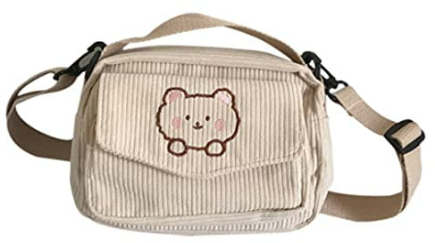 GGOOB Kawaii Geldbörse Crossbody Bag Kawaii Geldbörse Kawaii Crossbody Bag Kawaii Cord Geldbörse, beige, Einheitsgröße