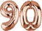 DekoRex Folienballon Rosegold 82cm Geburtstag Jubiläum Hochzeit Deko (Zahl 90)
