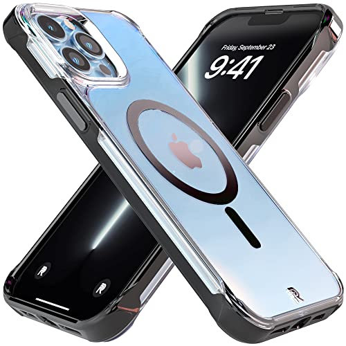 REBEL Phone - iPhone 13 Pro Max Case - Crystal Series Gen-3 - Clear, Glossy, Protective, Shockproof, MagSafe Compatible, Metal Buttons, Slim Fit Grip (6.7) (Black)