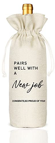 Passt gut zu einer Weintasche für den neuen Job, Jute-Weinflaschentasche für neuen Job, Geschenk für sie, Geschenk für ihn, Congrats On the New Job, Congratulations to Coworker, Chef, Freunde,