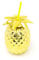 Carousel Home Metallic Gold Pineapple Drinks Cup with Straw | Tropical Party Pineapple Shaped Tumbler | Novelty Drinking Jar 750ml