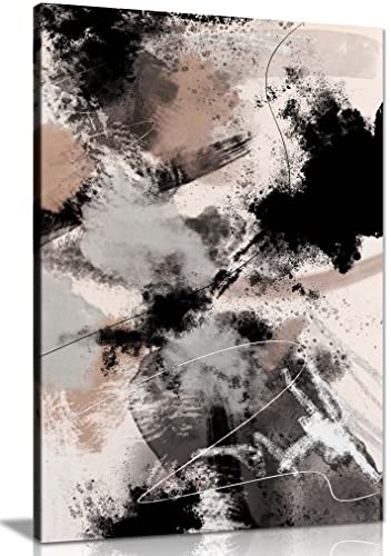 Panther Print Fine Art Prints Abstract Black & White Paint Splash Artistic Framed Canvas Print, Pictures for Home Walls, Bedroom, Living Room & Bathroom Decor 76x51cm (30x20in)