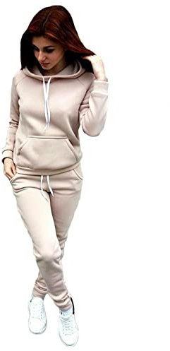 Jogginganzug Damen Sportanzug Traingsanzug Jogginganzug Frauen 2 Teilig Freizeitanzug Kapuzenpullover Lange Ärmel Zipper Top + Lange Hose Sportswear 2 Stück Bekleidungsset Sport