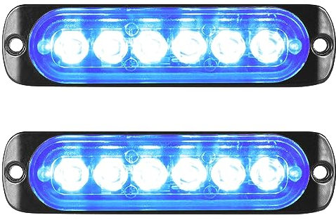 Willpower 2pcs 6LED Feu Stroboscopique Urgent Bleu Feux de Gabarit Latéraux Voiture 12V 24V Barre Lumineuse LED Balise Clignotante de Sécurité pour Remorque Utilitaire Bateau Tracteur Véhicule