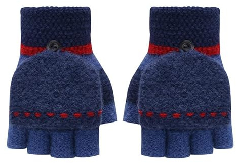 iNszkoos Enfants Gants D'hiver Bébé Bambin Moufles Hiver Chaud Gants avec Fermeture à Rabat, Demi-Doigts Thermiques Extérieur Ski Snowboard Moufles à Accrocher au Cou pour Garçons Filles 3-10 Ans