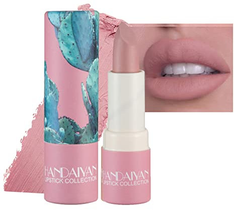 Matte Lipstick Lip Tint Balm Lipgloss, Velvet Pink Lipstick Long lasting Waterproof Non Stick Cup Lip Gloss Nude Velvet, Up to 12 Hour Wear, Non Drying for Woman (#04)