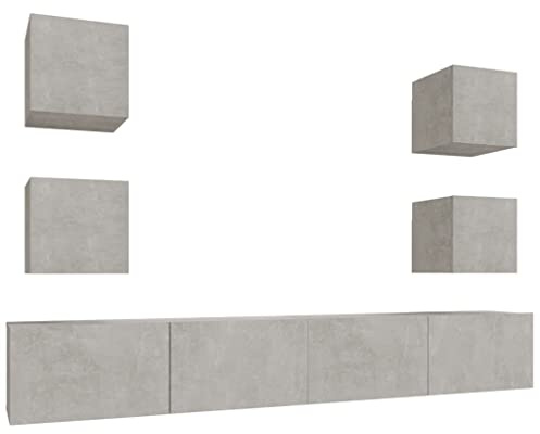 vidaXL 6 Piece TV Cabinet Set Concrete Grey Engineered Wood
