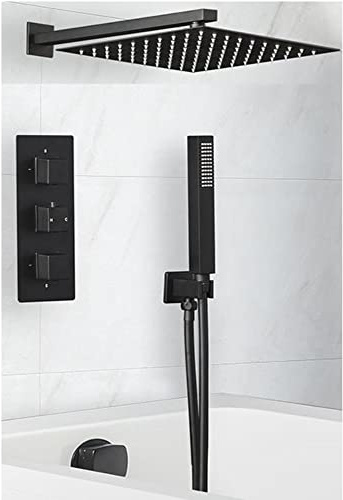 MILANO Mixer Valve 300mm Square Shower Head Handset Bath Filler Tap Black