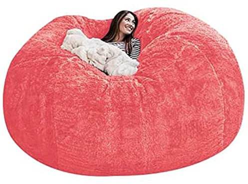 TMXKOOK Puff Gigante Peludo Cubierta para Sof Perezoso Terciopelo Puf de Saln Asiento Decorativo para Interior y Exterior (sin Relleno)
