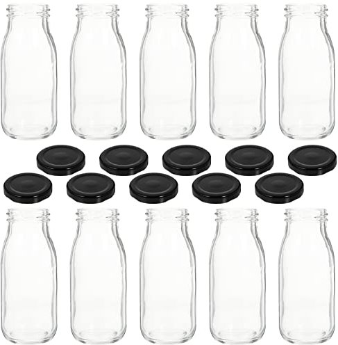 Alipis Bouteille de Yaourt en Verre Bouteille de Jus de 250 Ml Petite Bouteille Ensemble de Bouteilles de Pudding Facile à Transporter