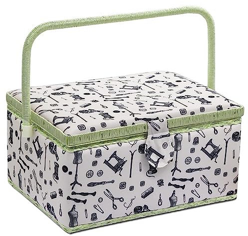 NOTIONSLAND Nähkorb, großer Nähkasten für Aufbewahrung und Organisation, integriertes Nadelkissen und Innentasche, Geschenk für Weihnachten, Erntedankfest, Muttertag, Geburtstag (weiß)