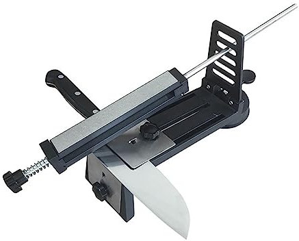 Afilador de cuchillos de acero inoxidable, afilador de cuchillos profesional, afilador de cuchillos de diamante, rotación con ángulo fijo, juego de afilador de cuchillos (A)