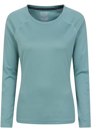 Mountain Warehouse Endurance Womens Top - Lightweight Ladies Top, Long Sleeve Tee, Quick Drying Tshirt, UV Protection Tee Shirt - for Spring Summer Travel Pale Green Women's Size 10