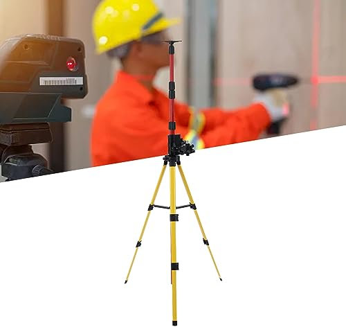 Ejoyous Telescopic Rod with Tripod for Lasers and Leveling Devices Cross Line Lasers, 114 to 388 cm/44.9 to 152.8 inches, 5/8 and 1/4 inch Threads, Stainless Steel, LEVEL, Manual