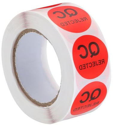 sourcing map Inventur-QC-Ablehnungsetiketten 25mm/1 rot für Lagerbestand, 1 Rolle 500 Stück