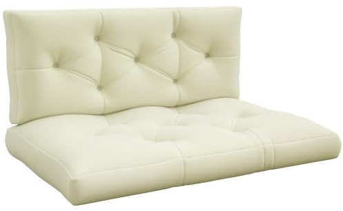 Outsunny Ensemble de 2 Coussins Canapé Palette 120L x 80l x 12H cm Crème | 2 Places, Grand Confort, Polyester