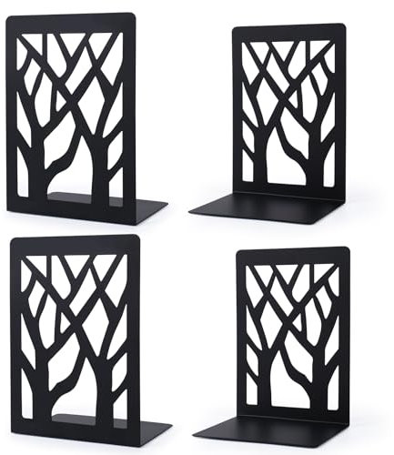 Gucass 2 Parr Buchstützen, Metall Bücherhalter für Regal Bookends, Buchstopper für Kinder Ordnerhalter DVD Unsichtbares Bücherregal, Book Holder Buchbeschwerer für Schule Zuhause Büro, Schwarz(A-Stil)