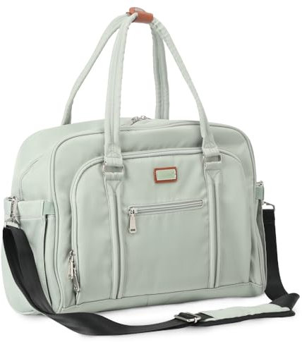 WELAVILA Wickeltasche, Kuriertasche, stilvolle Babytaschen mit Wickelunterlage und isolierten Taschen für Mama und Papa, Unisex, Multifunktions-Reise-Wickeltasche, Salbeigrün
