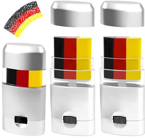GreenYeah 3 Stück Deutschland Schminkstift EM 2024, Gesichtsfarben Set, Deutschland Fanartikel, Deutschland Schminke, Schminkstifte Gesicht Körpermalfarben, Fußball Schminke Schminkstift für Party (A)