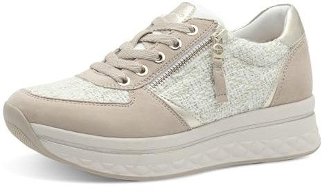 Tamaris Comfort Damen Plateau Sneaker mit Reißverschluss Sportlich, Mehrfarbig (Beige/Gold), 39 EU