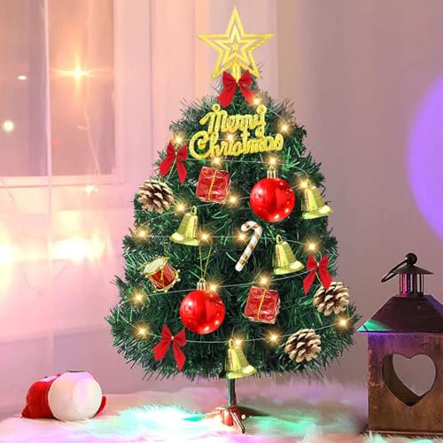Mini Árboles De Navidad 30cm, Mini Árbol de Navidad Artificial con Luces LED, Arbol Navidad Pequeño, Árbol de Navidad Artificial, Árbol de Navidad de Mesa, para Decoración de Escritorio