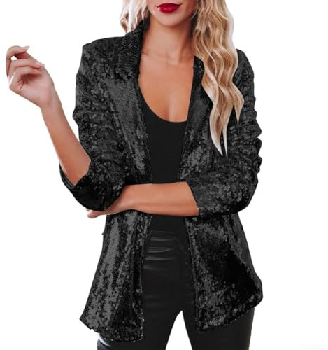 Nightclub Pailletten Blazer Damen Schimmer Glitzer Jacke Mantel Herbst Outerwear