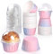 Bigqin 50 Stück Papier Muffinförmchen, Regenbogen Mini-Muffinförmchen mit Deckel, Cupcake Formen für Party Hochzeit Geburtstag, Backbecher für Cupcakes Muffins