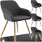 tectake® 4X Esszimmerstuhl, Sessel bequem mit Armlehne, Polsterstuhl, Cord Cocktailsessel, Loungesessel für Wohnzimmer, Esszimmer, Moderne Küchenstühle, Bürostuhl - anthrazit/Gold