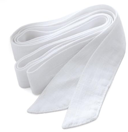 GNSN Women Linen Cotton Sash Belt Waistband Lace Up Plain, White, 1X Belt