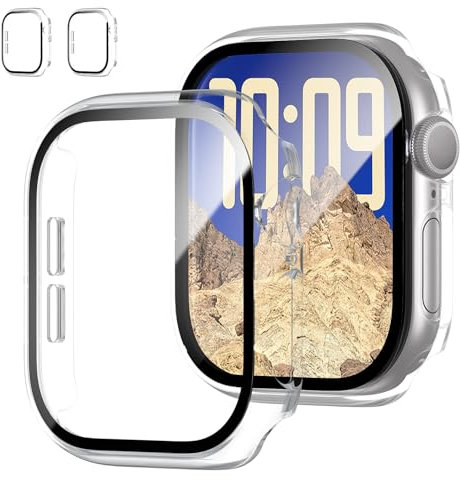 2 Stück Schutzhülle mit Apple Watch 10 42mm Displayschutz, Slim Guard Bumper Full Coverage Hard PC Protective Cover HD Ultra-Thin Cover für iWatch 10 42mm
