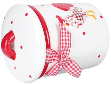Ciieeo Bocal De Rangement Scellé En Céramique Avec Motif De Poulet Floral Rouge Récipient Pour Aliments Collation Pour Le Thé Pot Polyvalent Pour
