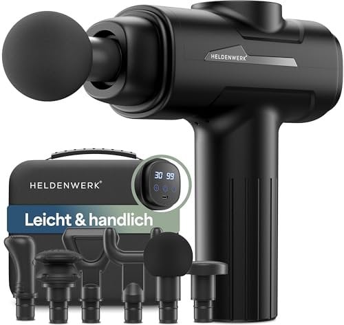 Massagepistole inkl. 6 Massageköpfen & 30 Geschwindigkeiten, mit USB-C Anschluss und LCD Touchscreen I Muskel Massagegerät, Massage-Gun, Muskelmassagepistole, Muskel-Pistole (Schwarz)
