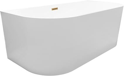 Balneo Baignoire Autoportante Balneo VIVA en Acrylique avec Cadre en Acier - 6 Pieds Stabilisateurs - Trop-plein et Bouchon Clic-Clac - Design Moderne – Cuivre - 160x75cm
