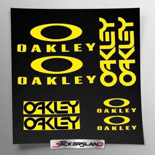 Stickersland® Aufkleber-Set kompatibel mit Rahmen MTB Mountainbike und Helm | Aufkleber-Aufkleber mit Logos | Stickersland® – Oakle (Glänzend Gelb)