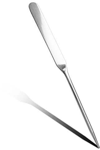 Lotsdonxia Stainless Steel Makeup Spatula – Dual-Ended Ergonomic Stirring Rod for Mixing Foundation, Cream, Skincare, and Cosmetics (163mm)