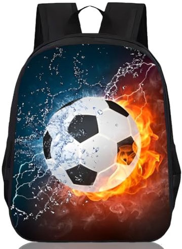 SYTTNUM Fußball Rucksack Kinder,3D Gedruckter Schulrucksack, Cartoons Backpack, Cooles Fußball-Muster Kinderschultasche,Geeignet für Jungen und Mädchen für die Schule Reise