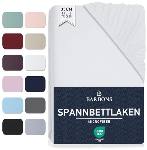 Spannbettlaken 160x200cm - Spannbetttuch Bettlaken Bettbezug (Weiss) | Oeko-TEX Zertifiziert - Gebürstete Polyester - Mikrofaser - 35 cm Tiefe Tasche - für dicke Matratzen - Kinderbett - Babybett