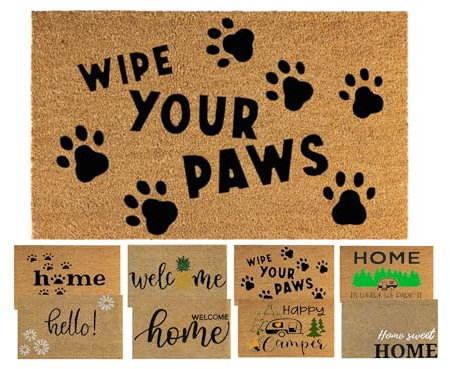 MYPURECORE Coir Door Mat (60x40cm) - Non-Slip & Absorbent, Indoor/Outdoor, Eco-Friendly - Ideal as Front Door, Entrance, Floor, Welcome Mat - Large Size, Dirt Trapper, Washable (WIPE PAWS)