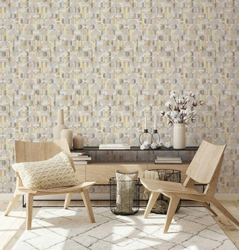 marburg Tapete Grau Weiß Gelb Moderne Formen Grafisch Geometrisch für Wohnzimmer Schlafzimmer Küche 10,05 x 0,53