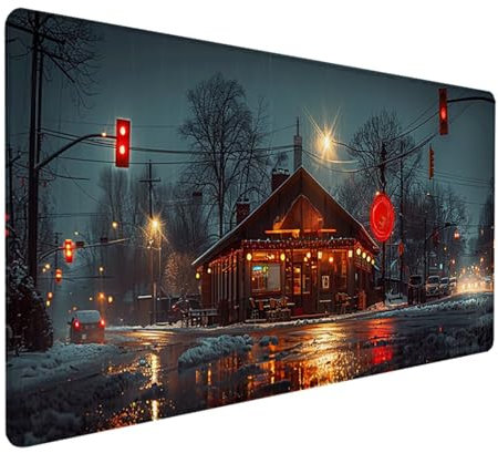 Casas Alfombrilla RatóN XXL 900 x 300 mm, Impermeable Antideslizante Mouse Pad Rojo Diseño de Borde Cosido Alfombrilla Escritorio para Teclado Gaming Accesorios Escritorio PC, Regalos de Hombre 2-E