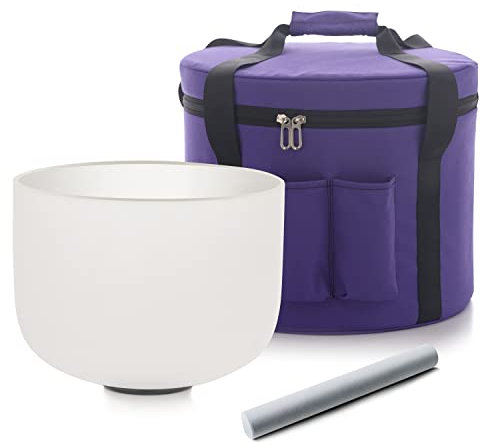 HYE-EUN 432Hz C Note 8 inch Root Chakra Crystal Singing Bowl Meditation Sound Bath with Carrying Case