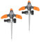 Brandson - 2 x Rasensprinkler 3 Fach mit Erdspieß – Rasensprenger 360 Grad - Flächenregner Sprühregner - Sprinkler mit 3 Arm – Einstellbarer Winkel 45° - 90° - Reichweite bis zu 14 m - robuster Spike