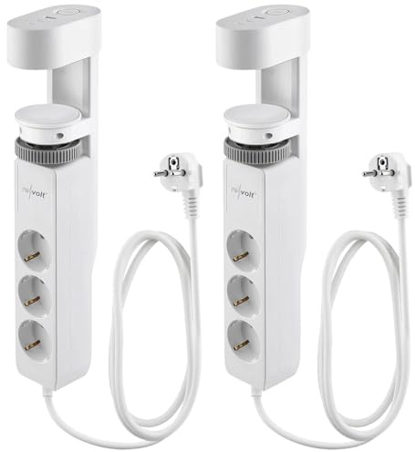 revolt Steckdose Leiste mit: 2er-Set 3-fach-Tischsteckdose mit Schraubklemme, 2x USB-C, 1x USB-A (Steckdosenleiste mit Schraubklemme, C Steckdosenleiste mit PD, Stecker)